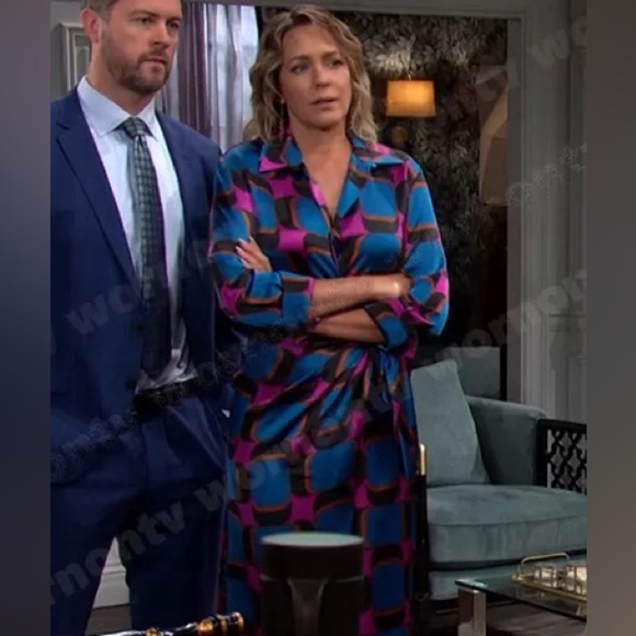 Zara Blue and Purple Geometric Maxi Dress - Picture 16 of 16